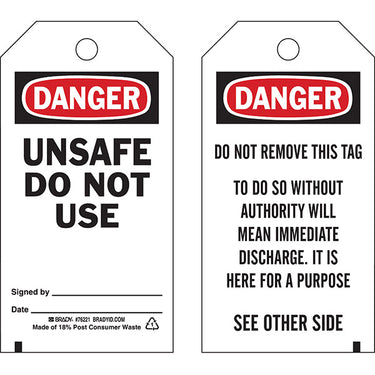 Brady® Lockout Tags, Danger: